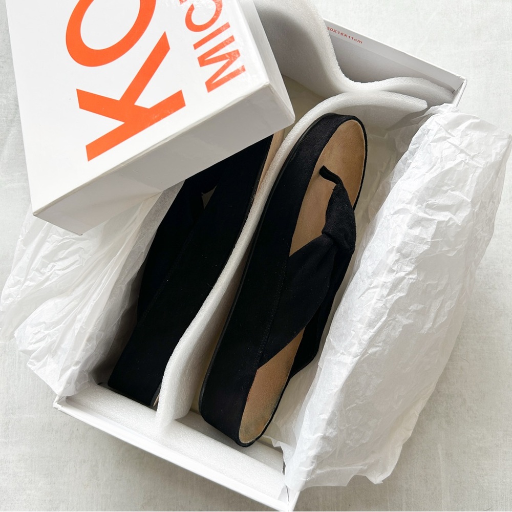 KORS Michael Kors Black Kid Suede Platform Sandals
